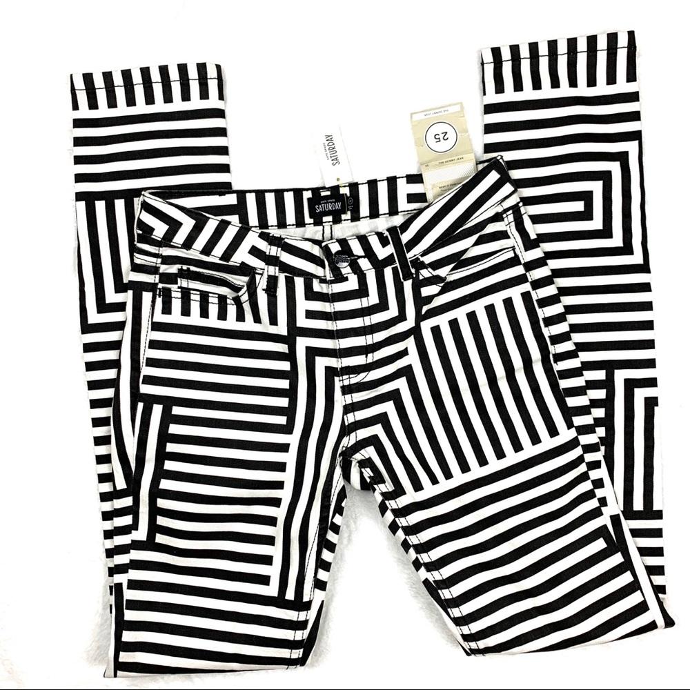 Kate Spade Saturday White& Black Jeans SZ 25 - Picture 7 of 8